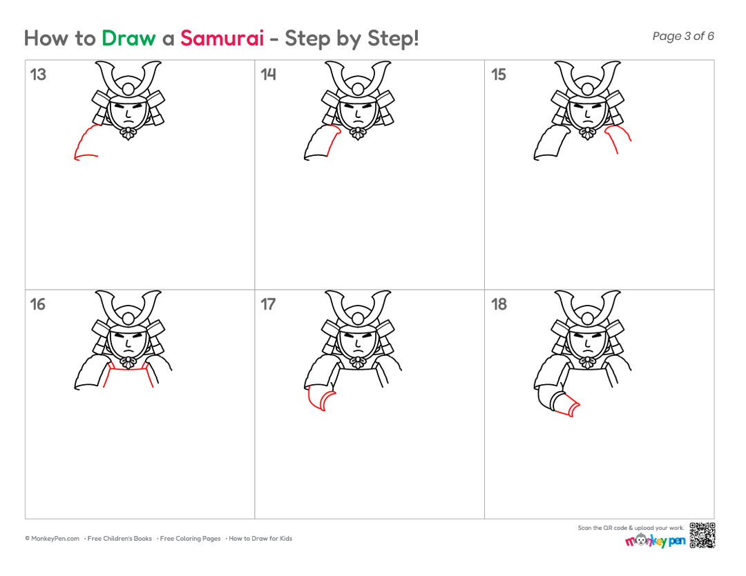 How to Draw a Samurai – Simple Step-by-Step Warrior Drawing for Kids