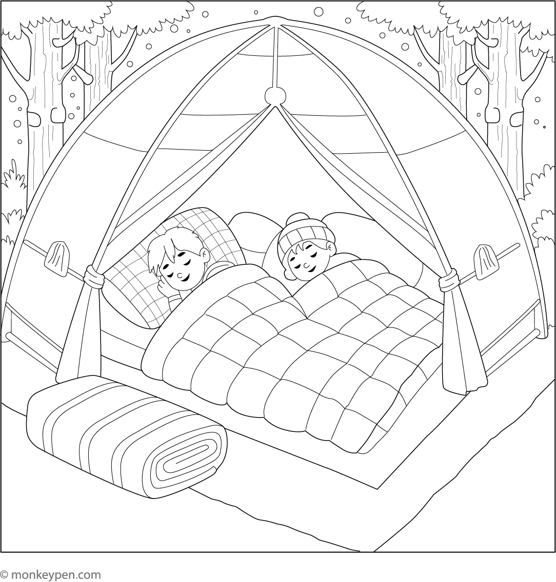 tent to color Kids Sleeping Inside the Tent
