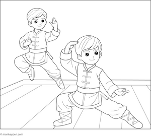 Printable Kung Fu Coloring Sheet for Kids