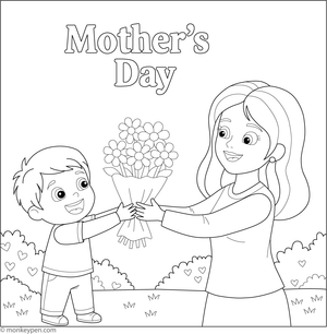 Printable Mother's Day Card Coloring Image for kids