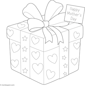Printable Mother's Day Gift Box Coloring Page