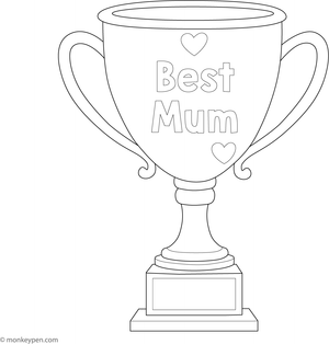 Pritable Best Mum Trophy Coloring Image for Kids