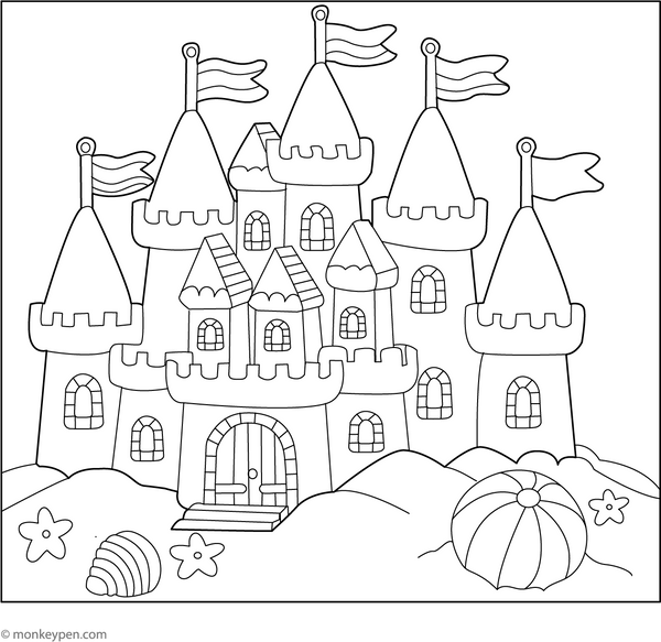 Sand Castle Coloring Page