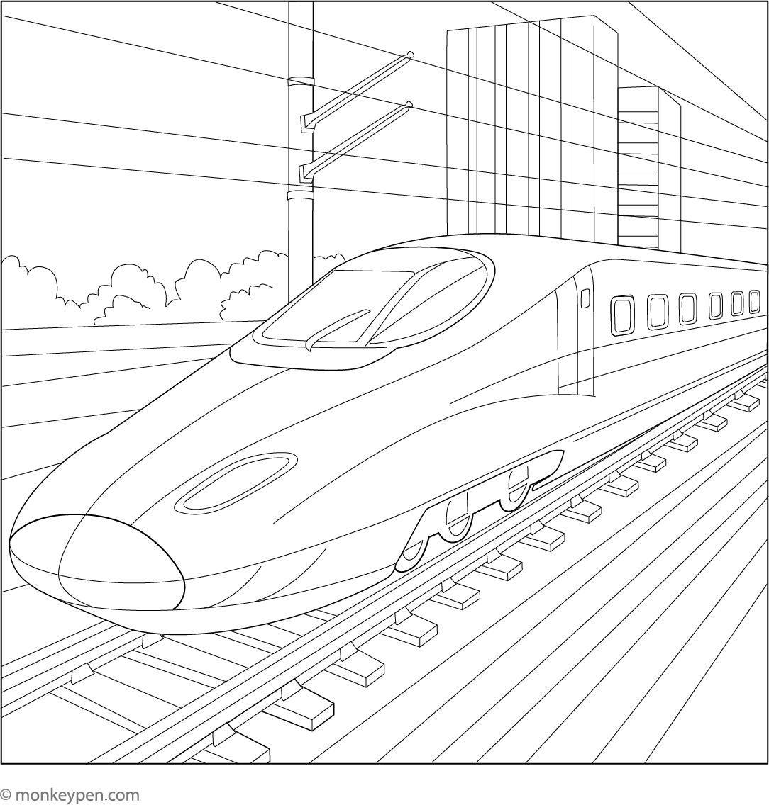 High Speed Bullet Train Free Coloring Page high-speed-bullet-train-free-coloring-page