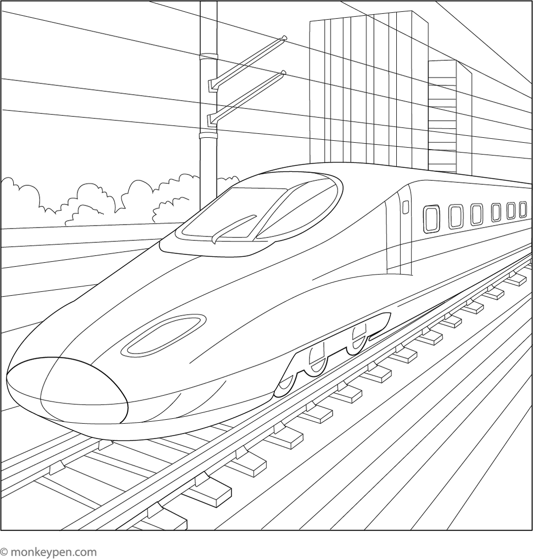 High Speed Bullet Train | Fun Coloring Sheet to Download