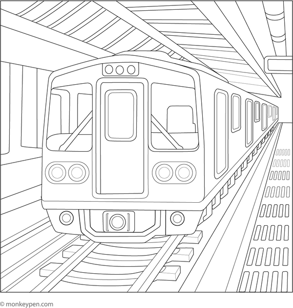 Printable Subway Train Colouring Page