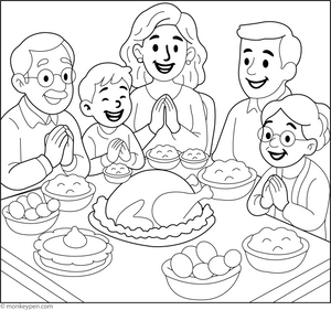  A festive Thanksgiving dinner table with autumn decorations and traditional foods.
