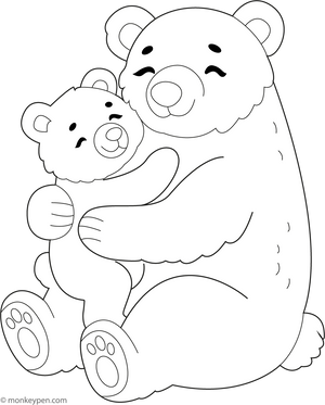 Mama Bear and Baby Bear Coloring Page