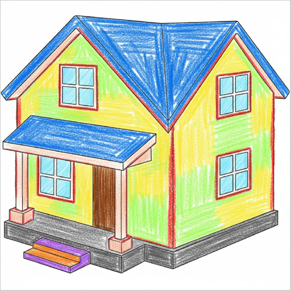 How to Draw a 3D House – Step-by-Step Perspective Drawing for Kids