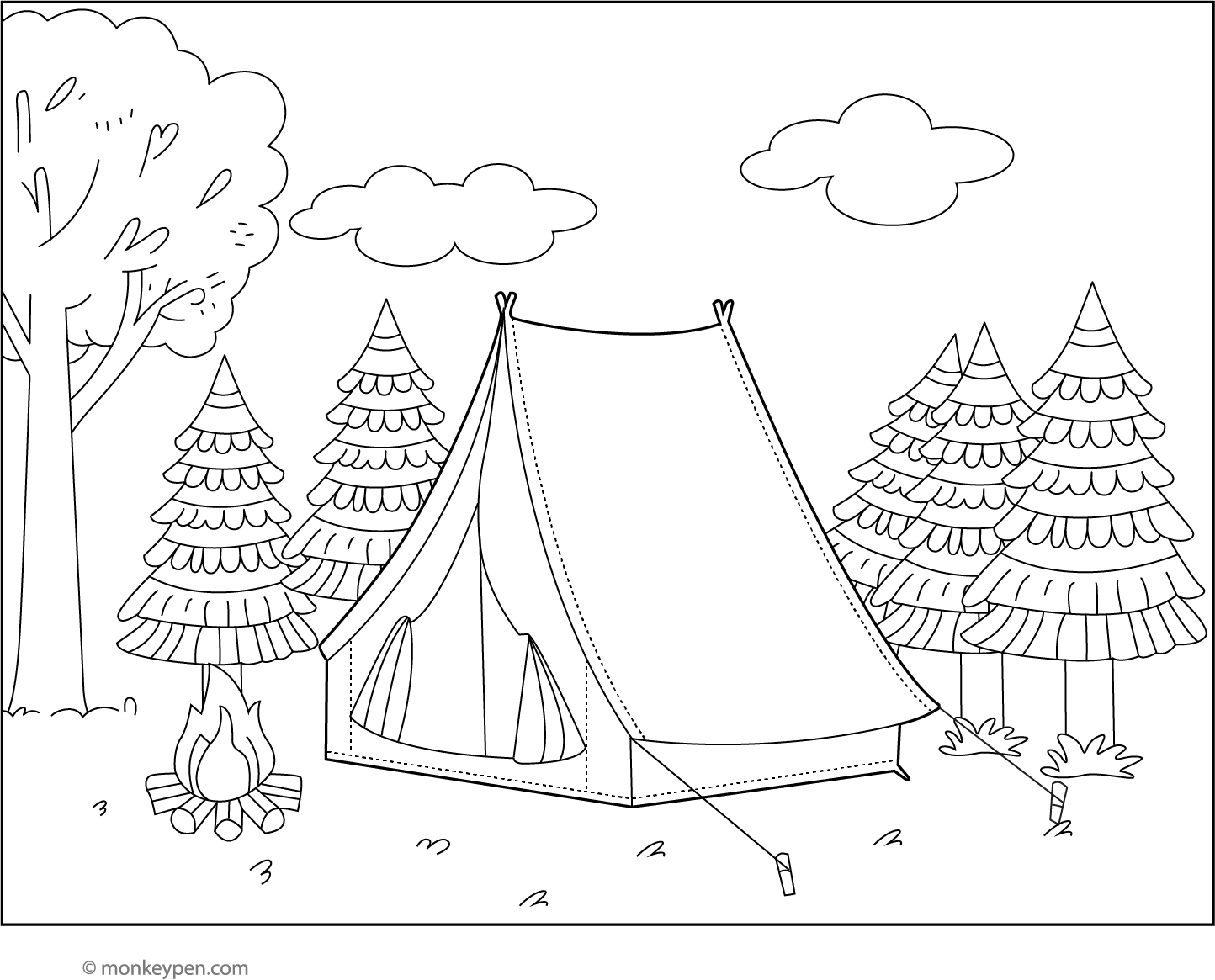 tent coloring Free Printable Tent Coloring Page for Kids