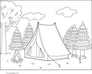 Tent Coloring Page