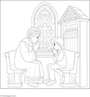 Holy Confession Coloring Page