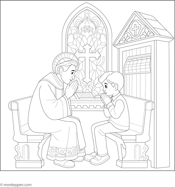 Holy Confession Coloring Page