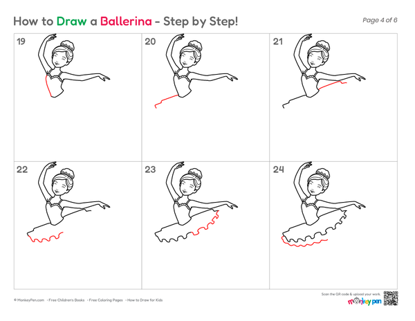 How to Draw a Ballerina – Simple Step-by-Step Dancer Drawing for Kids