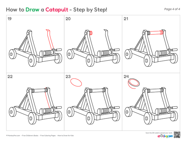 How to Draw a Catapult – Easy Step-by-Step Medieval Drawing for Kids