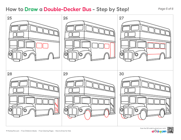 Double-decker bus printable drawing