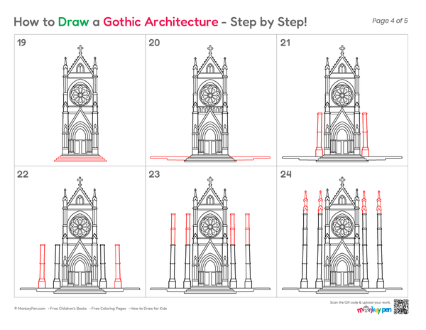 How to Draw Gothic Architecture – Easy Step-by-Step Building Drawing for Kids