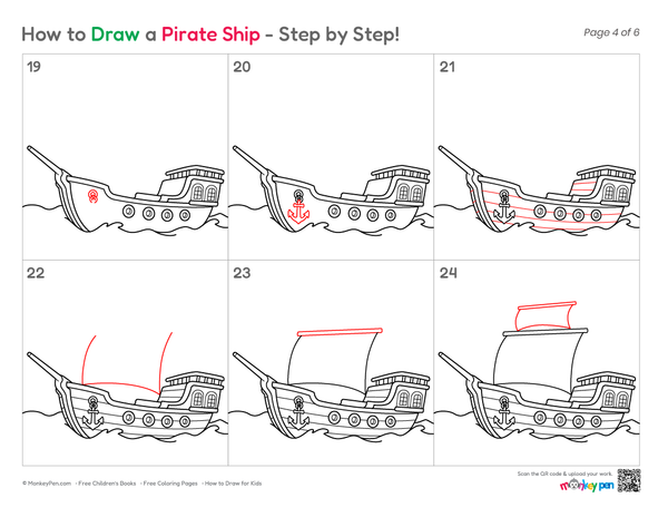 How to Draw a Pirate Ship – Simple Step-by-Step Ship Drawing for Kids