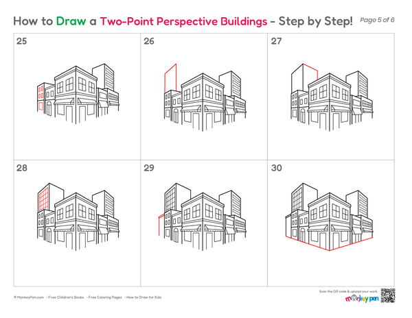 How to Draw Two-Point Perspective Buildings – Easy Step-by-Step Perspective Drawing for Kids