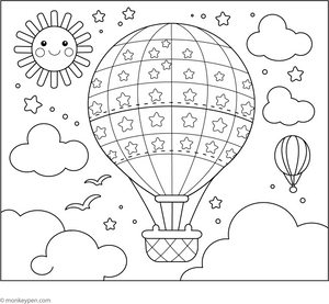 Hot Air Balloon Coloring Page