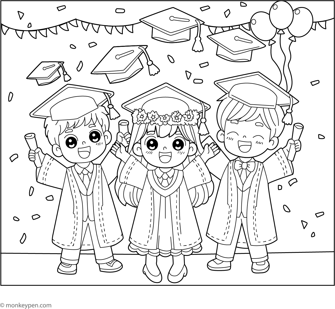 Graduation Draw Color Kindergarten Graduation Coloring Pages
