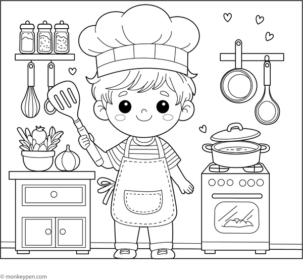 Little Chef Coloring Page – fun and educational printable for children