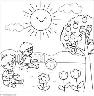 Printable Sunny Days Coloring Image for Kids
