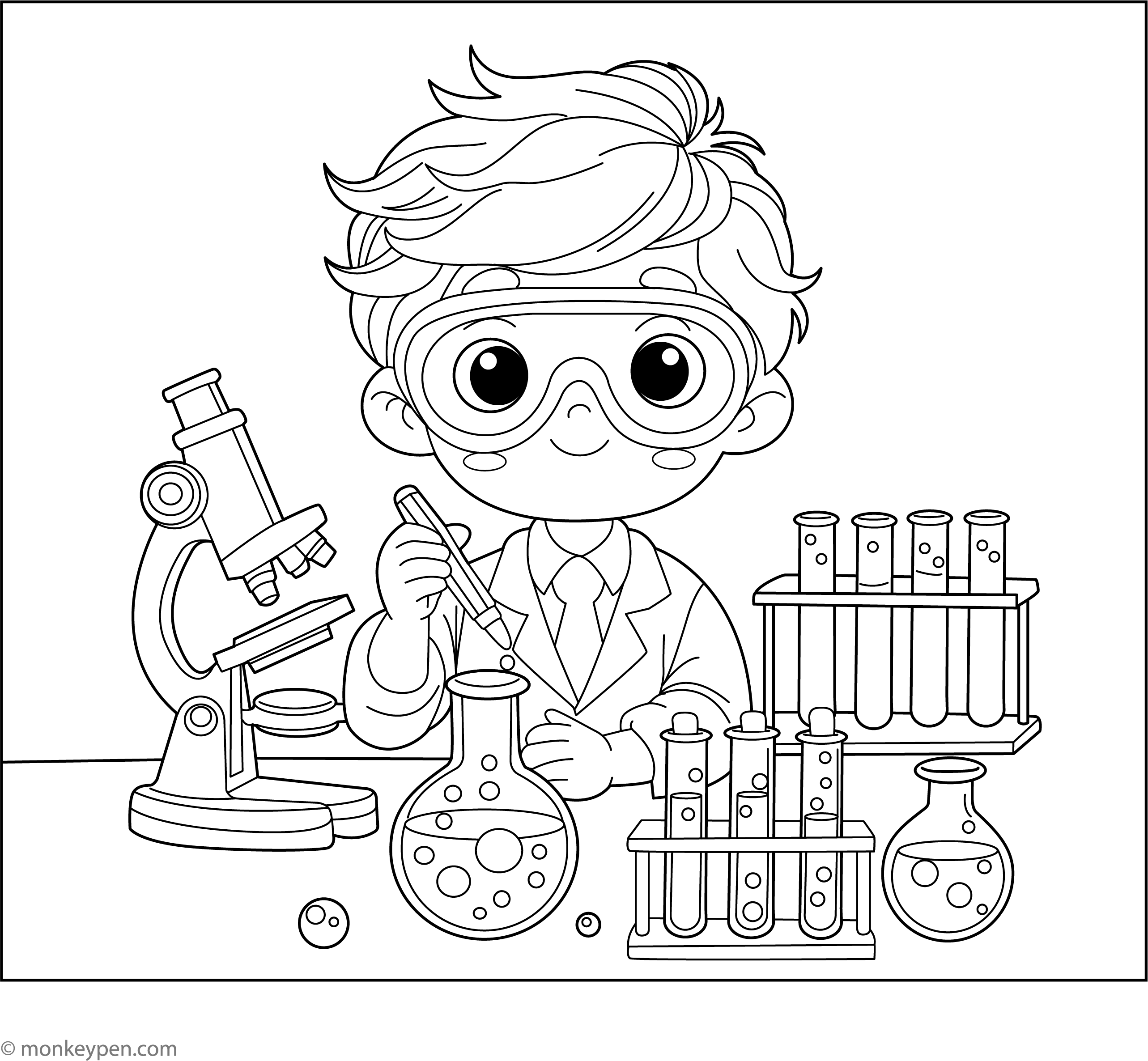 Scientist Coloring Page — Example 1 Scientist Coloring Page — Example 1
