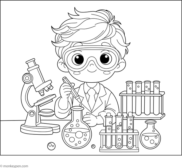 Scientist Coloring Page