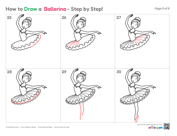 How to Draw a Ballerina – Simple Step-by-Step Dancer Drawing for Kids