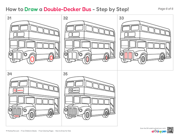 Easy double-decker bus line drawing