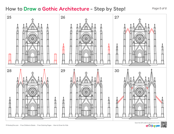 How to Draw Gothic Architecture – Easy Step-by-Step Building Drawing for Kids