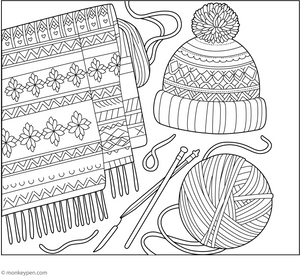 Knitting Coloring Page