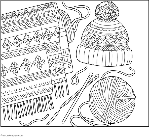 Knitting Coloring Page