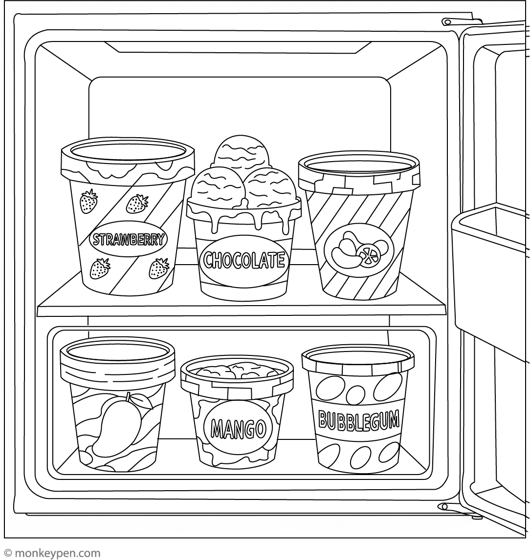Ice Cream Freezer | Free Coloring Page