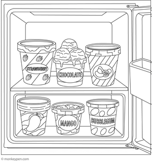 Free Printable Ice Cream Freezer Coloring Picture