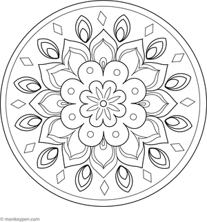 Printable Floral Mandala for Kids Coloring Sheet for Kids
