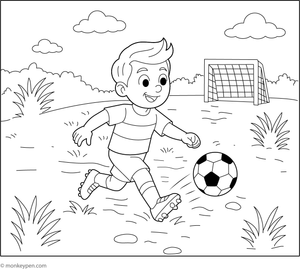 Free Player Kicking the Ball Toward the Goal Ciloring Sheet for Kids