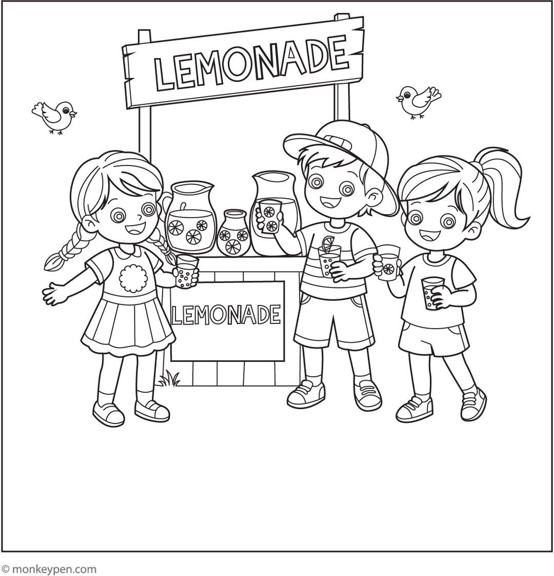 Lemonade Stand | Fun Summer Coloring Sheet to Download