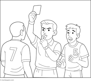 Free Printable Referee Holding a Whistle or Card Coloring Image for Kids