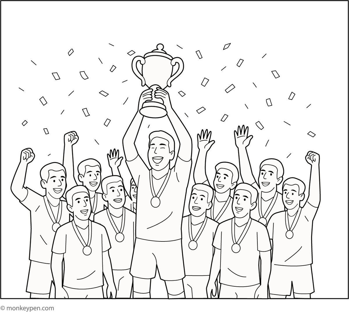 Multiple Trophy Colouring In Victory Trophy Presentation | Fun Sports Coloring Page for Kids