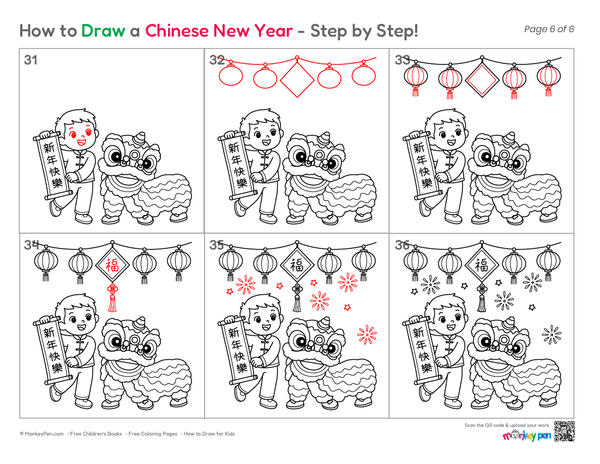 Cute Chinese New Year drawing for kids