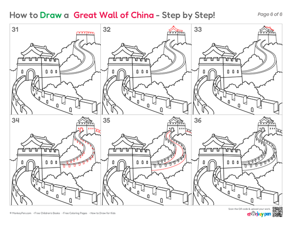 How to Draw the Great Wall of China – Step-by-Step Landmark Drawing for Kids