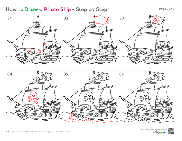 How to Draw a Pirate Ship – Simple Step-by-Step Ship Drawing for Kids