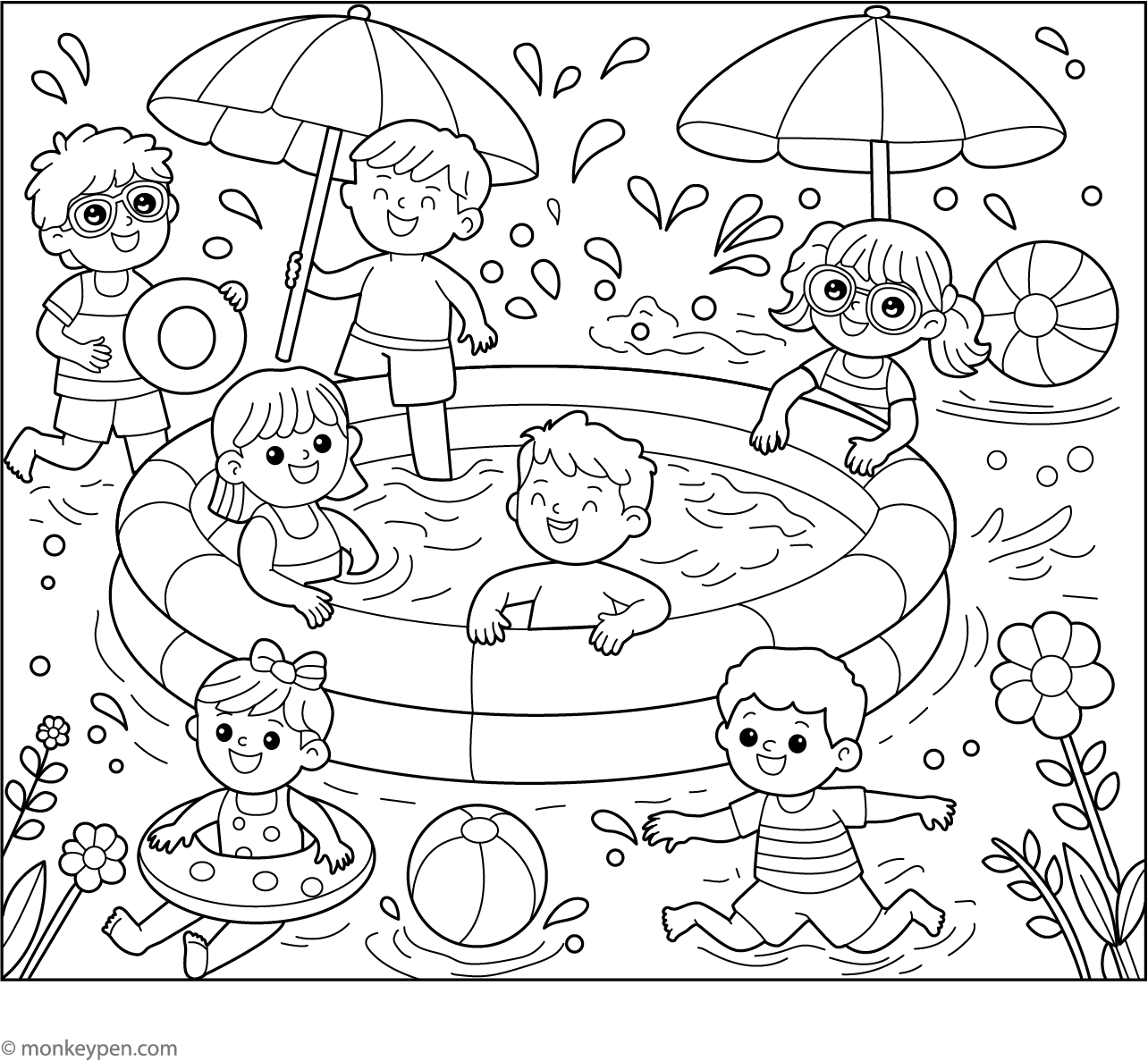 Swimming Pool Coloring Page
