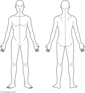 Outline of the human body, suitable for coloring by children.
