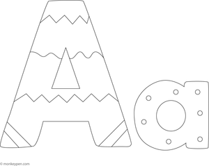 Coloring page featuring a large letter A ready for decoration and coloring, encouraging imaginative expression.