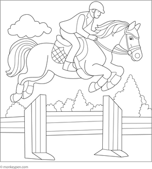 Horse Riding Coloring Page