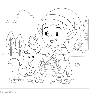 Elf Coloring Book - Printable PDF