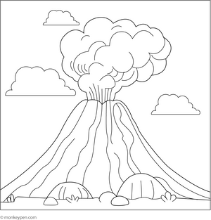 Volcano Coloring Page